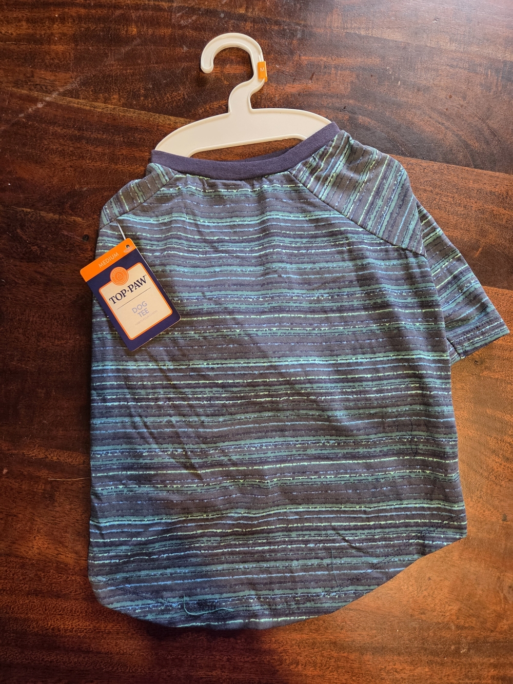 💚3 For $15💚Top Paw Navy and Teal Striped Short Sleeve Dog Tee